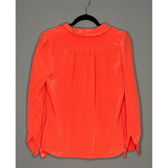 J CREW Women’s 4 Coral LUCINDA Silk Long Sleeve Button Up Top Blouse - Picture 2 of 12